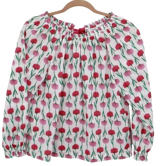 J.CREW Tops - J.Crew Womens Floral Cotton Top M Romantic Feminine Ruffle Cottage Garden
